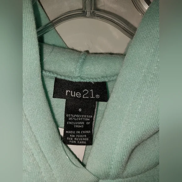 Seafoam Green "Psycho" Cropped Hoodie. Size S. NWT!!! - Picture 3 of 5